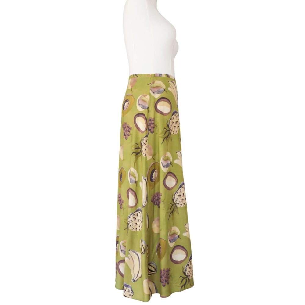 VTG Picante Fruit Print Maxi Skirt 100% Silk Small